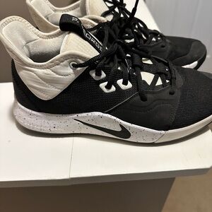 Nike Basketball P. George Black and Cream Sneakers